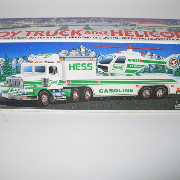 1995 Hess Toy Truck & Helicopter Collectible w/ Operating Rotors & Lights NIB 19